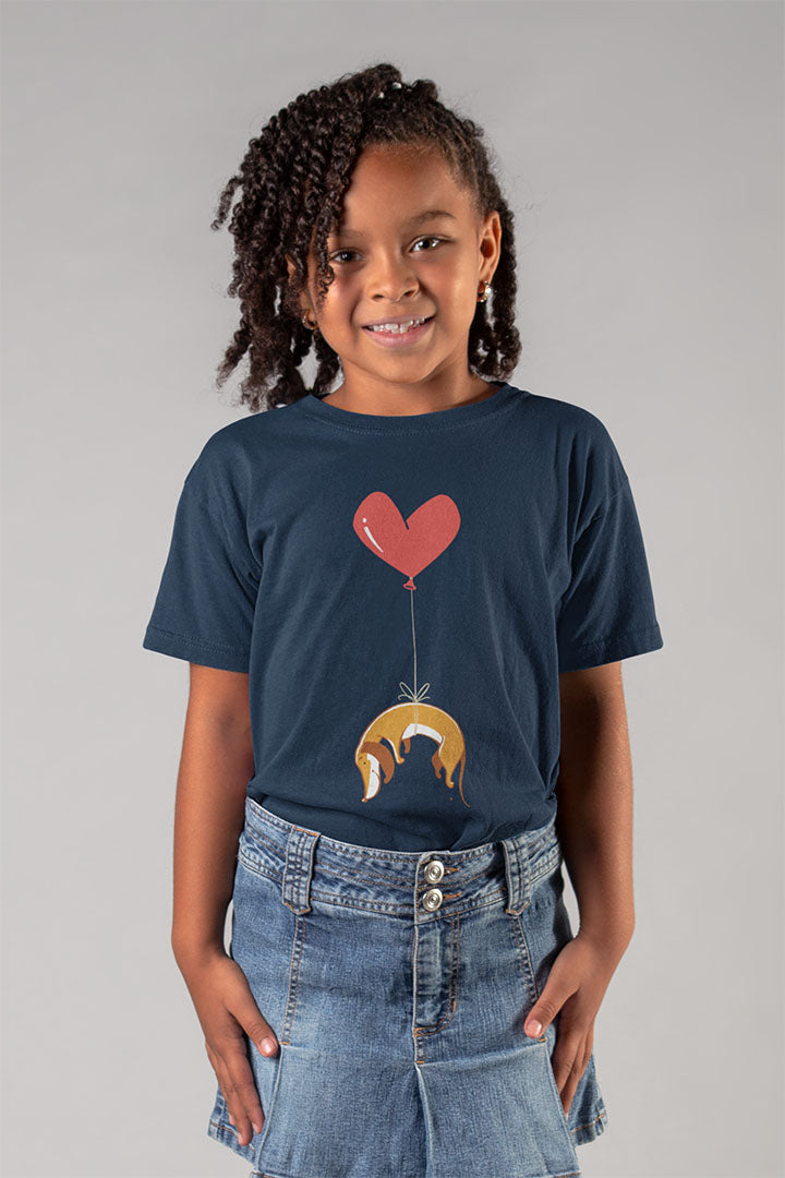 Weiner Dog Heart Strings Kids Heavy Cotton Graphic Tee