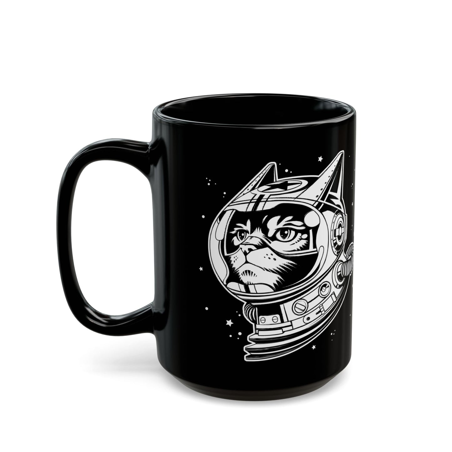 Space Cat 15oz Black Mug