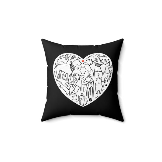 Dog Heart Spun Polyester Square Pillow