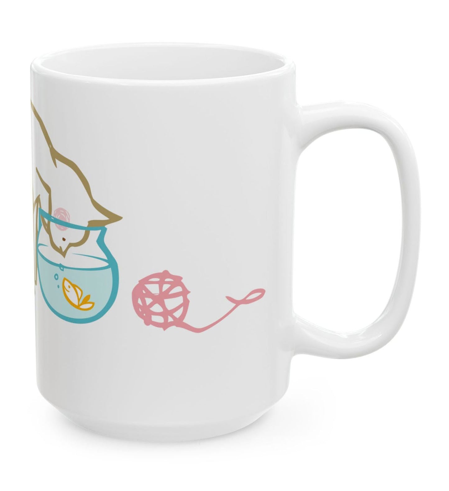 Cat Fishbowl Ceramic Mug 15oz