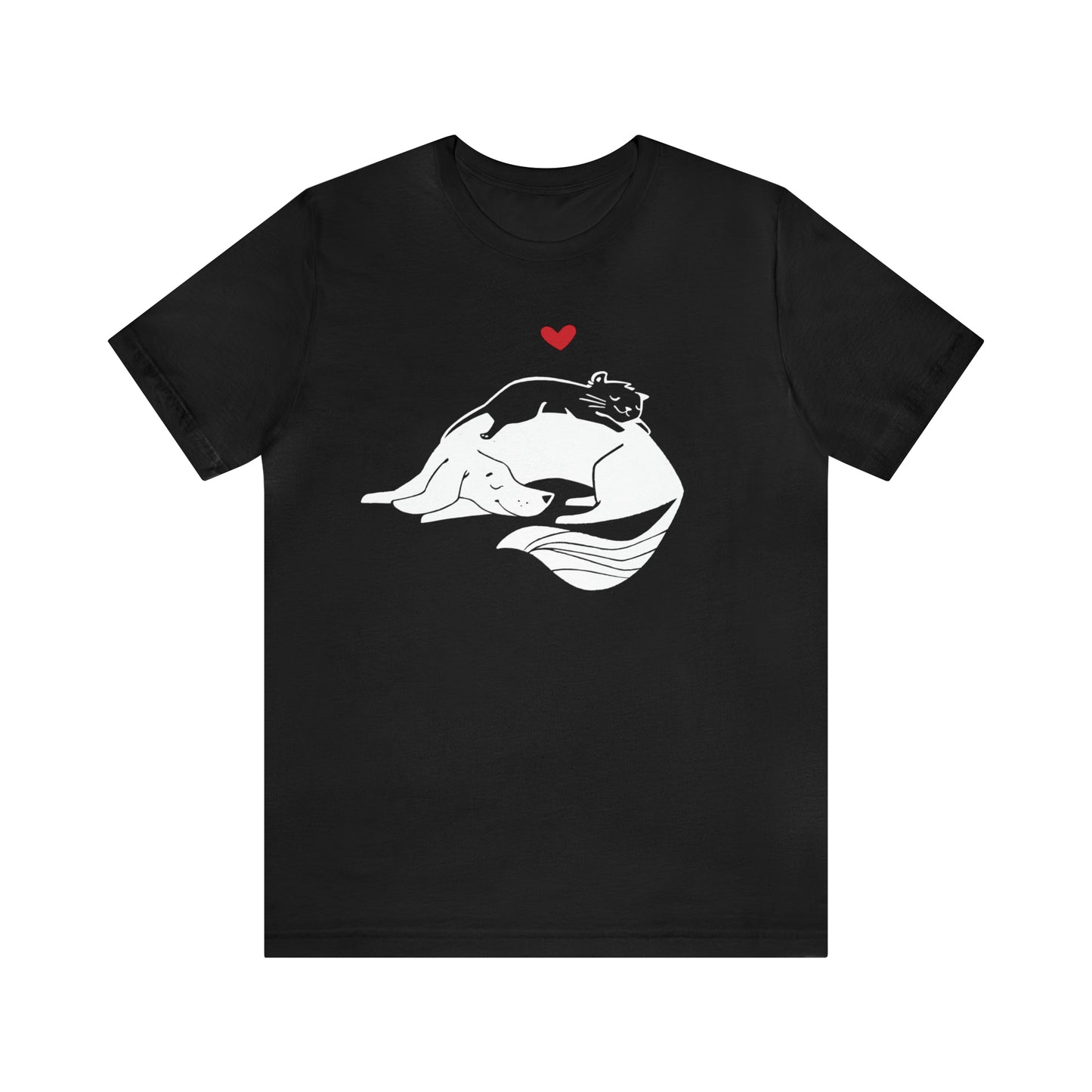 Dog and Cat Cuddling Women's Graphic Tee