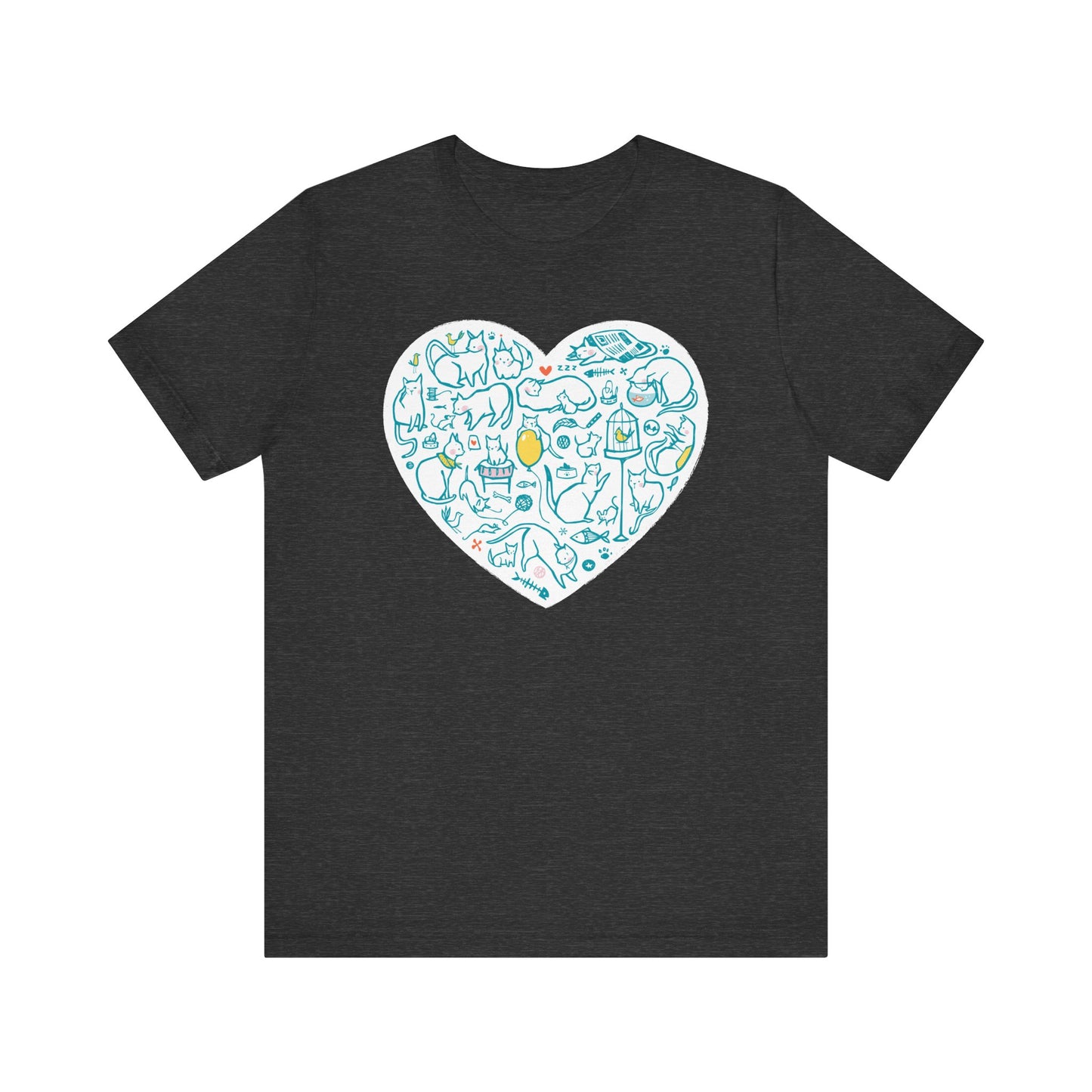 Colorful Cat Heart Tee — The Purrfect Shirt for Cat Lovers!