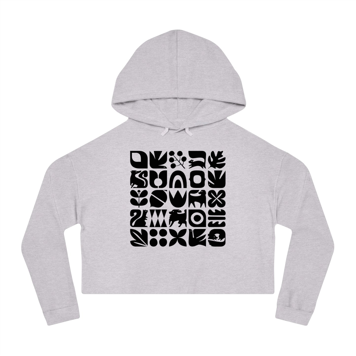 Dogs and Squirrels Graphic Women's Cropped Hooded Sweatshirt