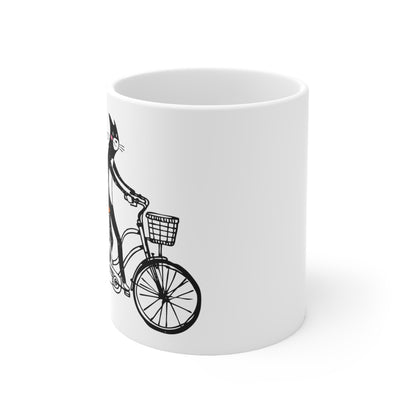 Bicycle Cat Ceramic Mug 11oz