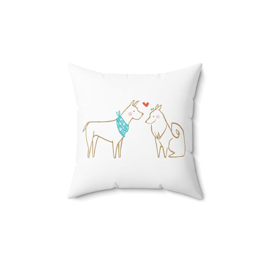 Dogs in Love Spun Polyester Square Pillow