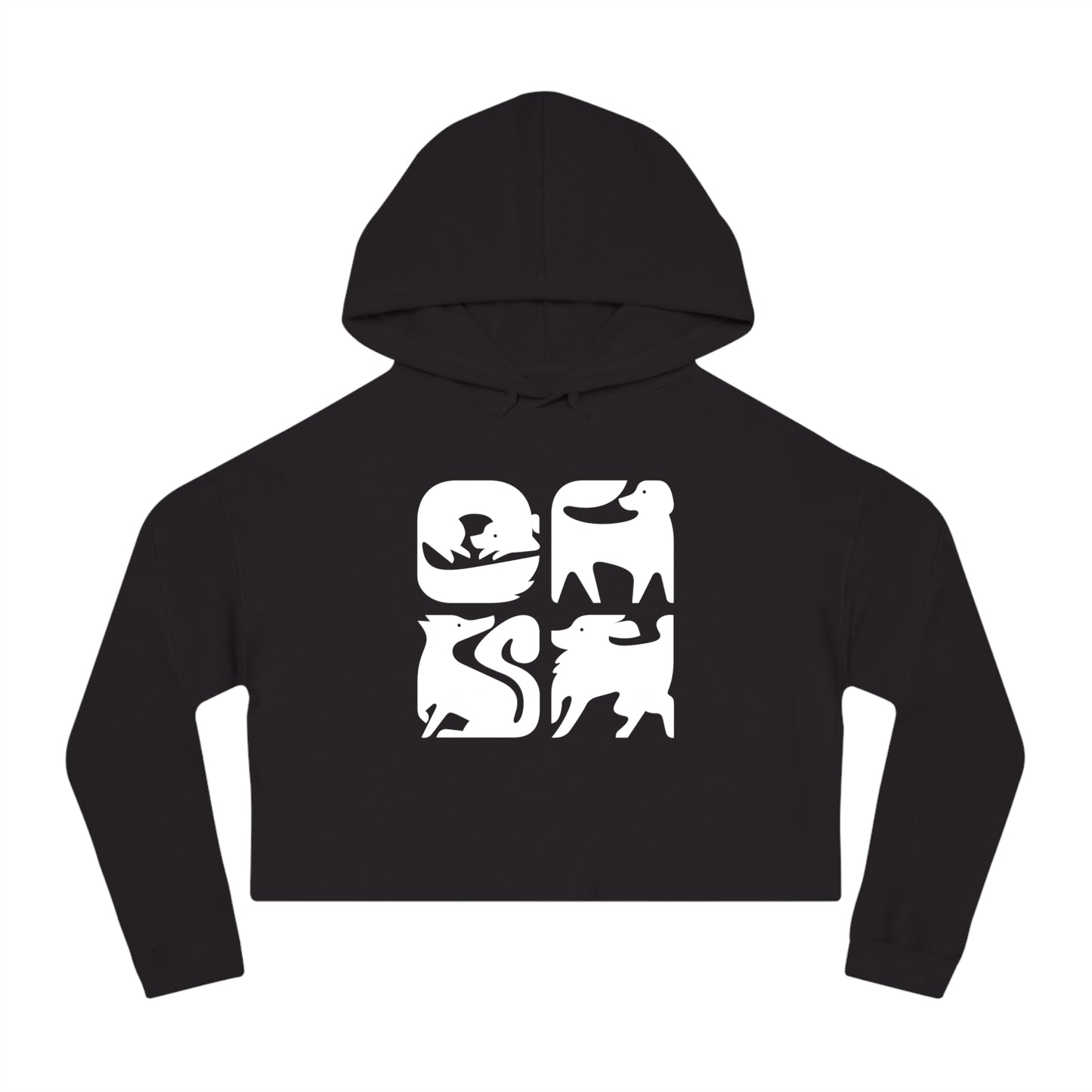 Dogs Graphic Women's Cropped Hooded Sweatshirt