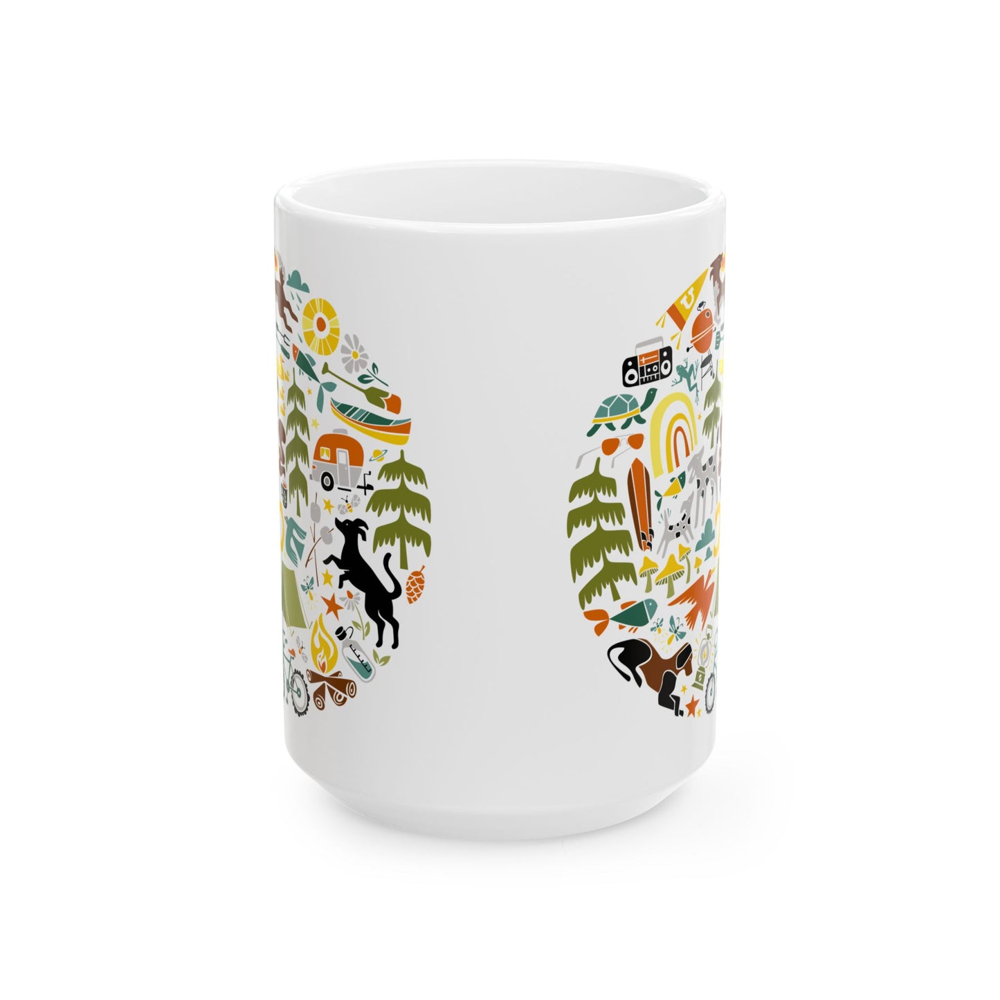 Camping Dogs Ceramic Mug 15oz