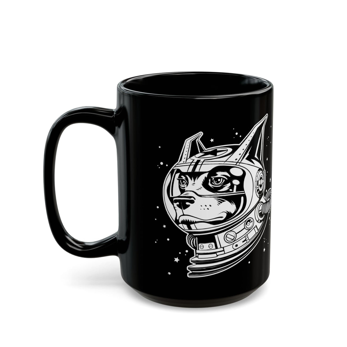 Space Dog 15oz Black Mug