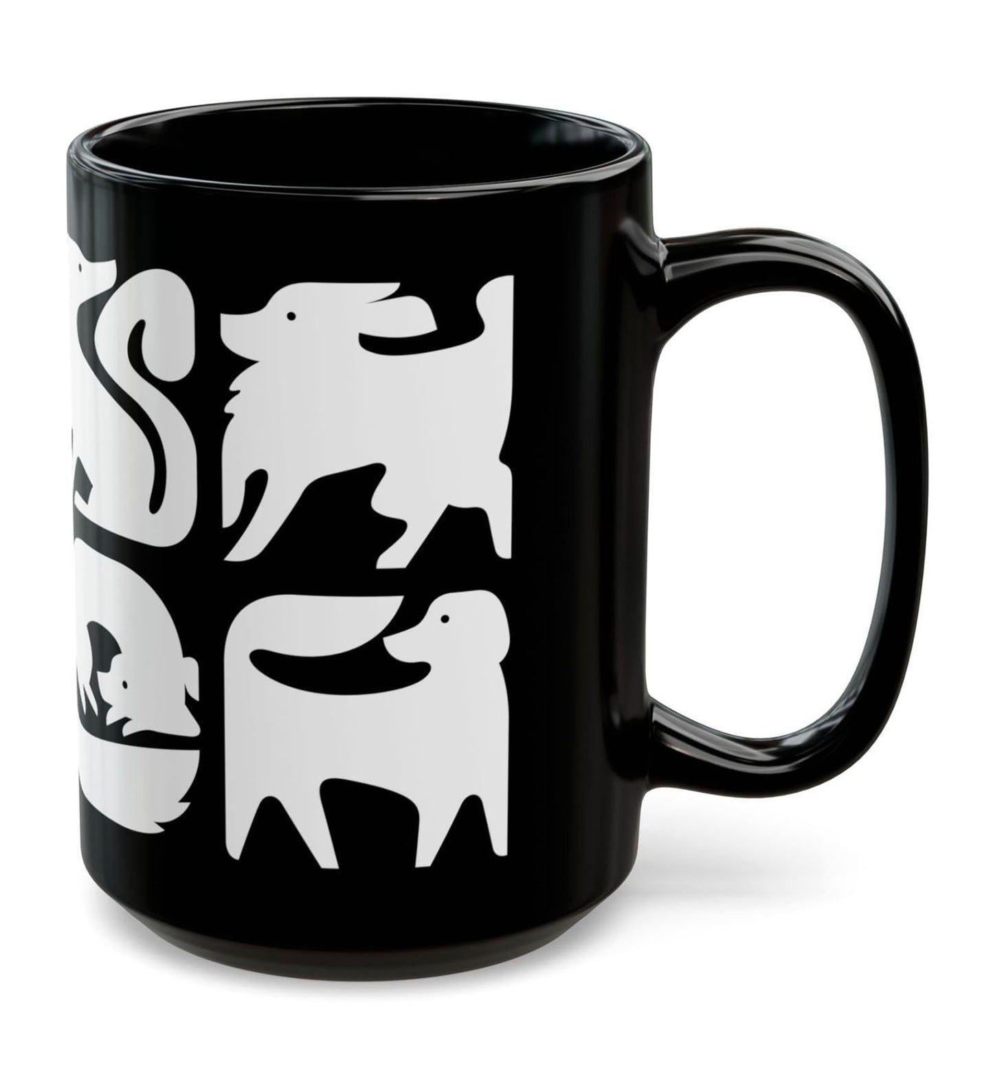 Graphic Dogs 15oz Black Mug
