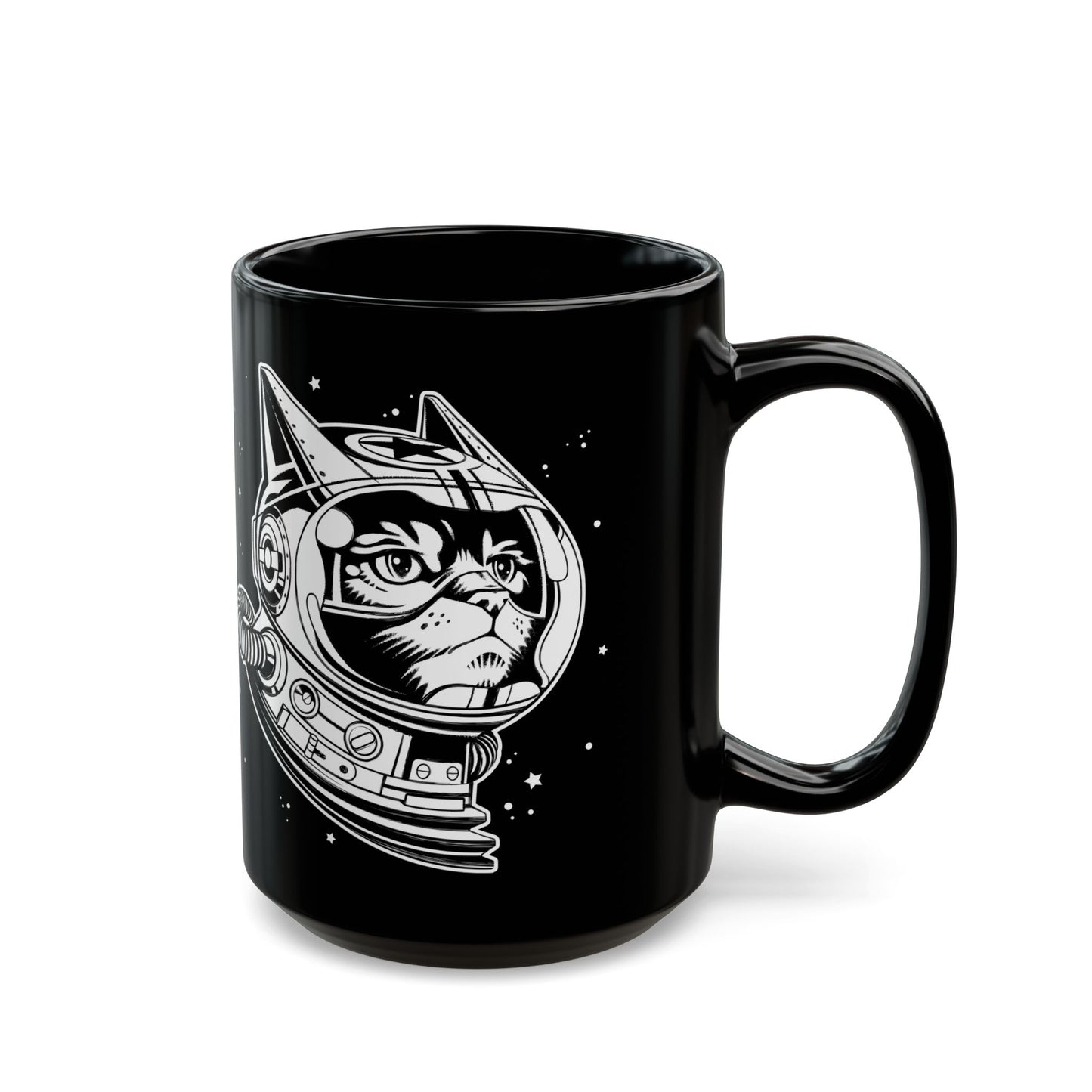 Space Cat 15oz Black Mug