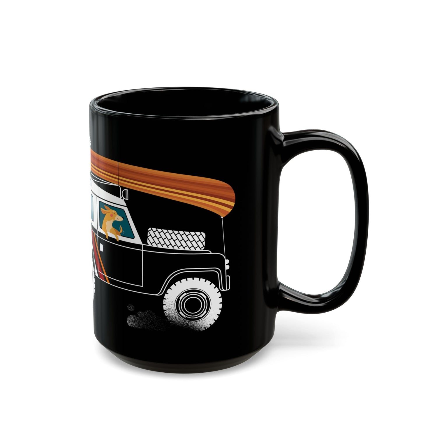Camping Dog 15oz Black Mug