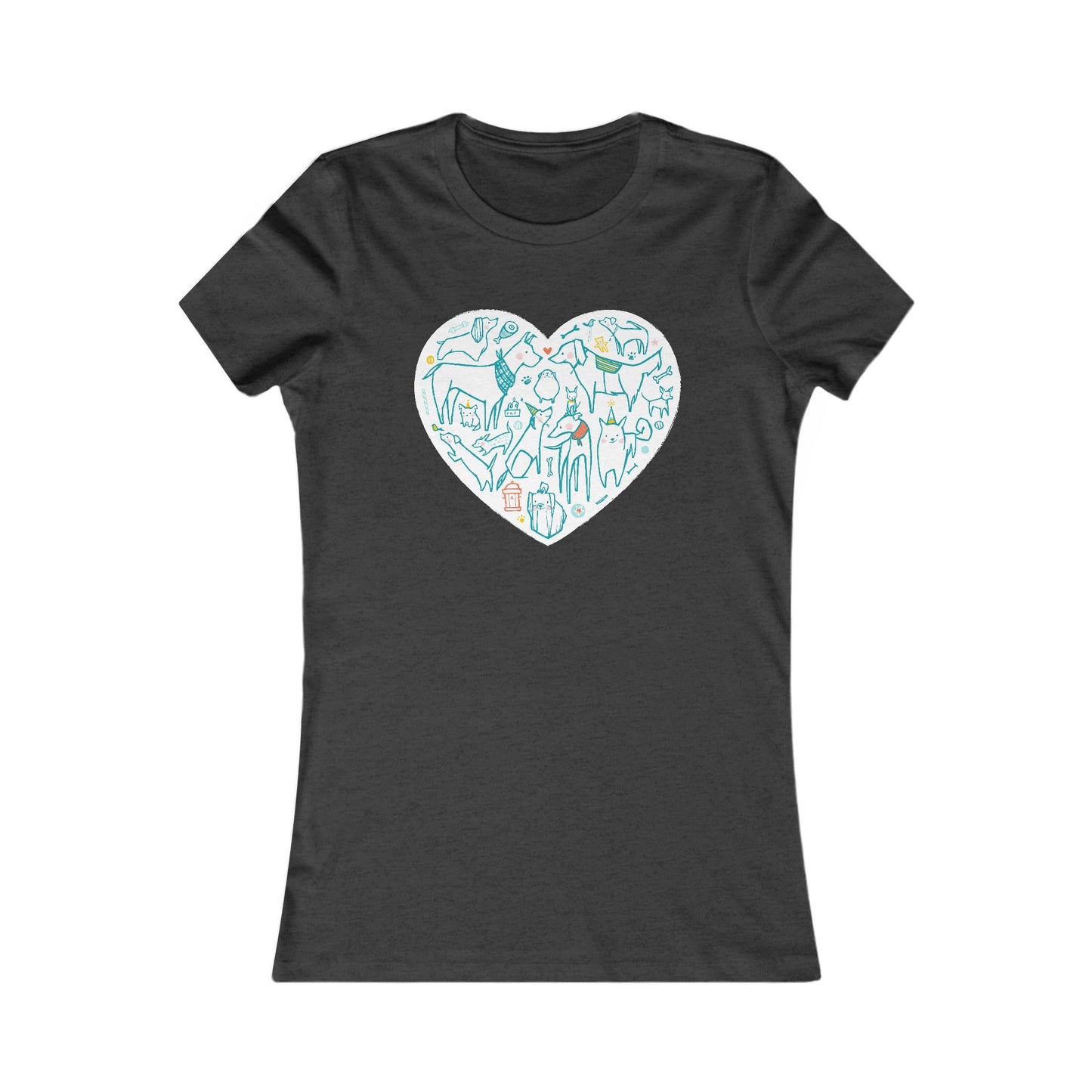 Colorful Dog Heart Women's Fitted Tee