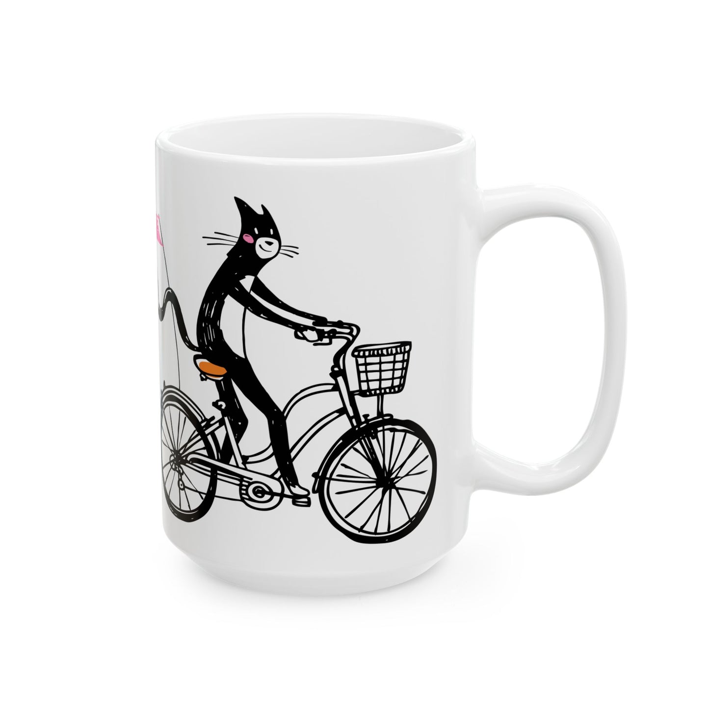 Bicycle Cat Ceramic Mug 15oz