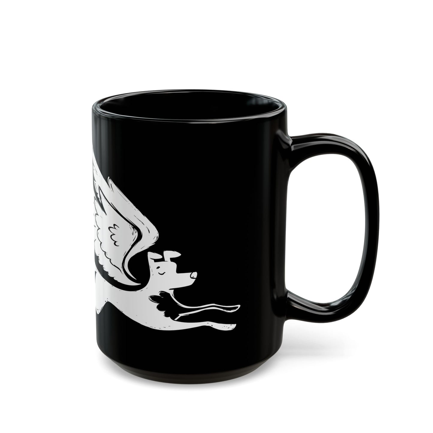 Angel Dog 15oz Black Mug