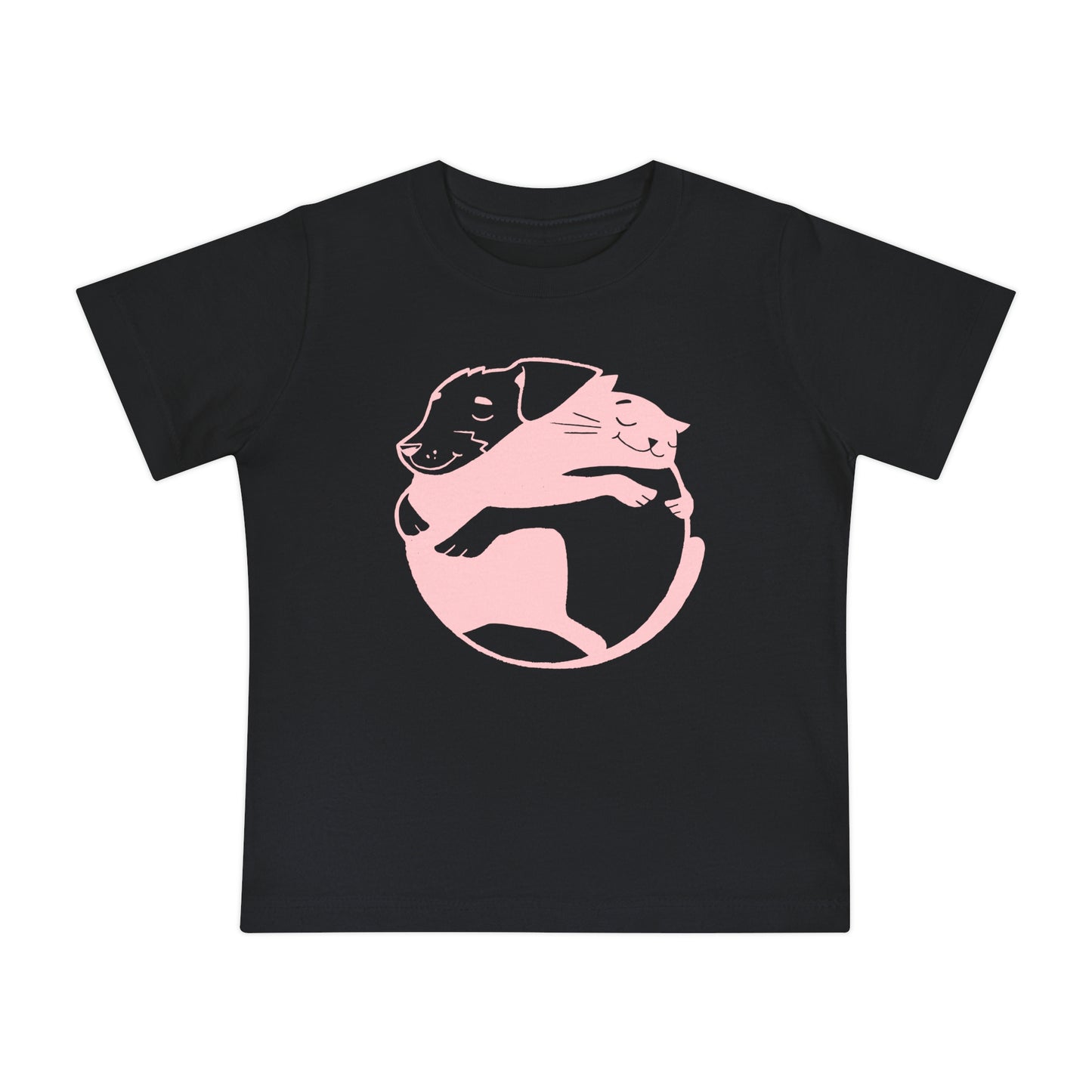 Pink Dog & Cat Hugging Baby Graphic Tee