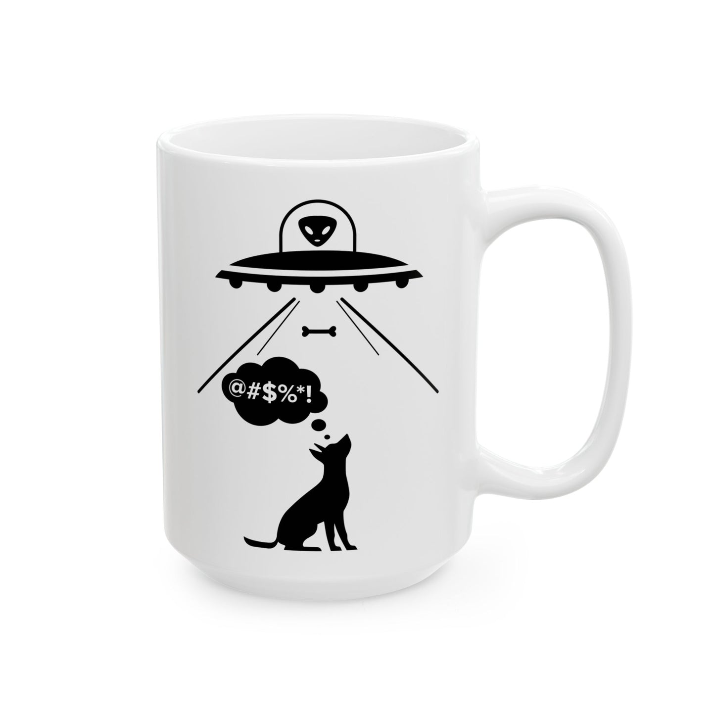 Alien Dog Bone Abduction Ceramic Mug 15oz