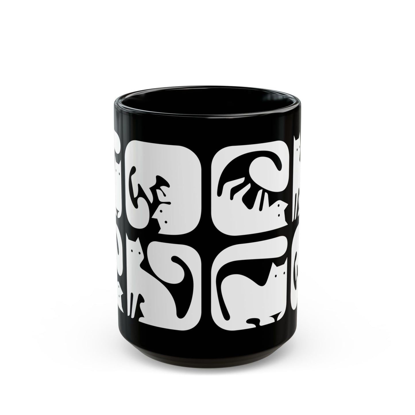 Graphic Cats 15oz Black Mug