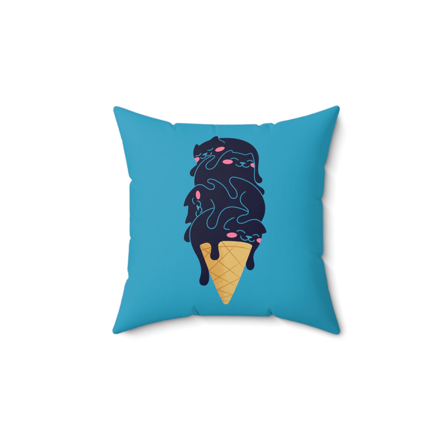Kitty Cone Spun Polyester Square Pillow