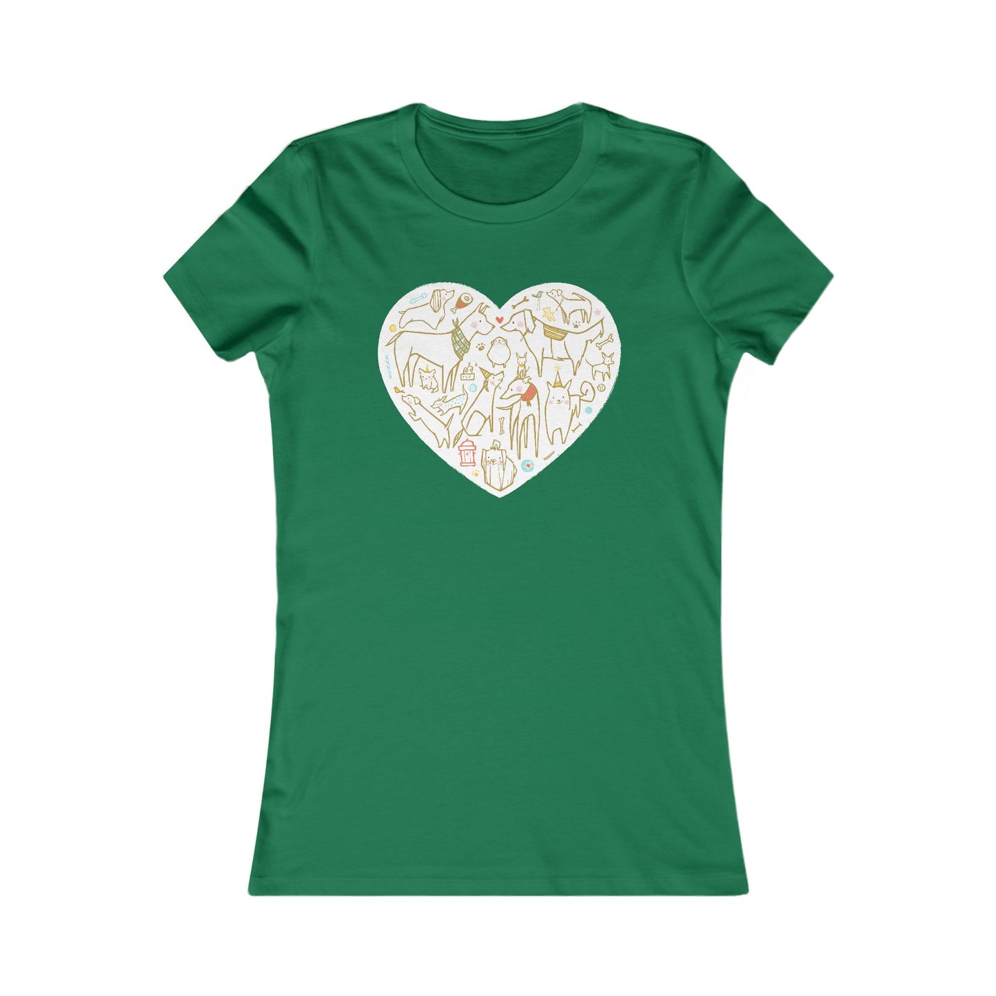 Colorful Dog Heart Women's Fitted Tee