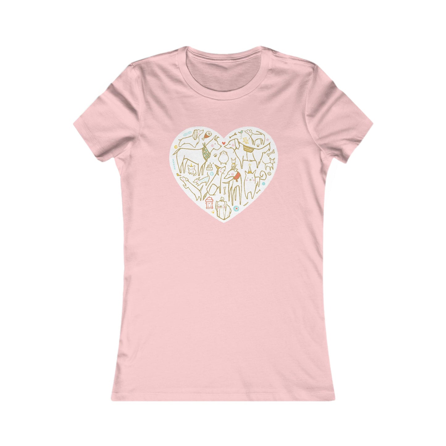 Colorful Dog Heart Women's Fitted Tee
