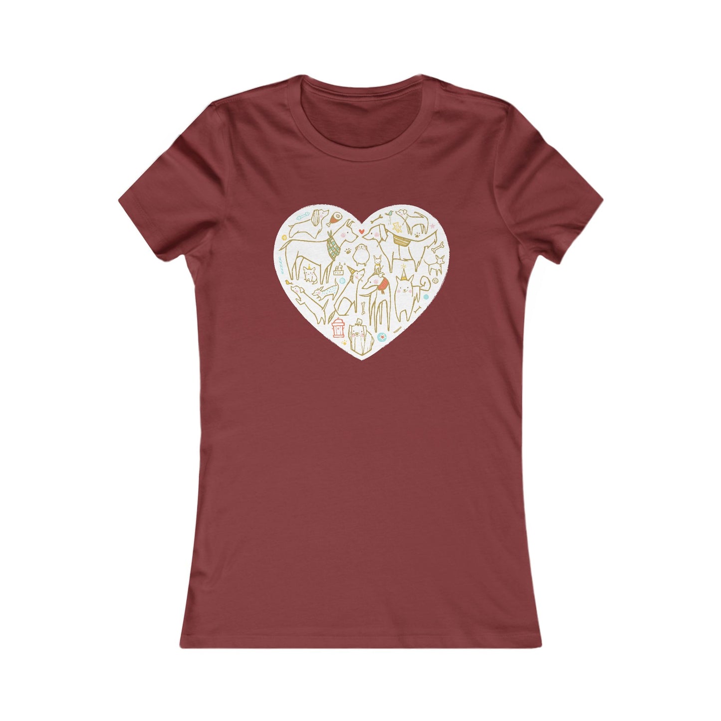 Colorful Dog Heart Women's Fitted Tee