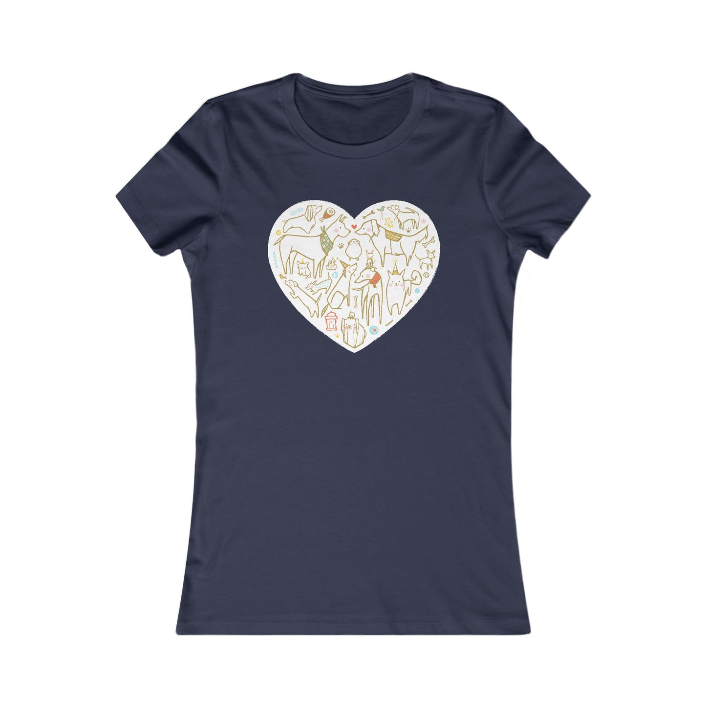 Colorful Dog Heart Women's Fitted Tee
