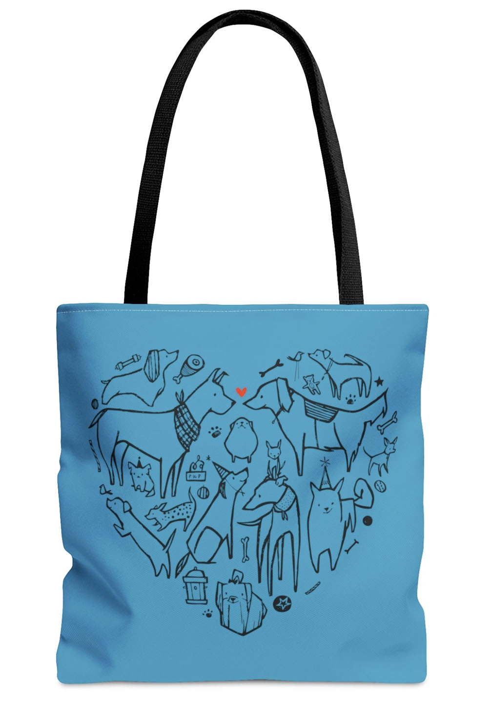 Blue Dog Heart Tote Bag