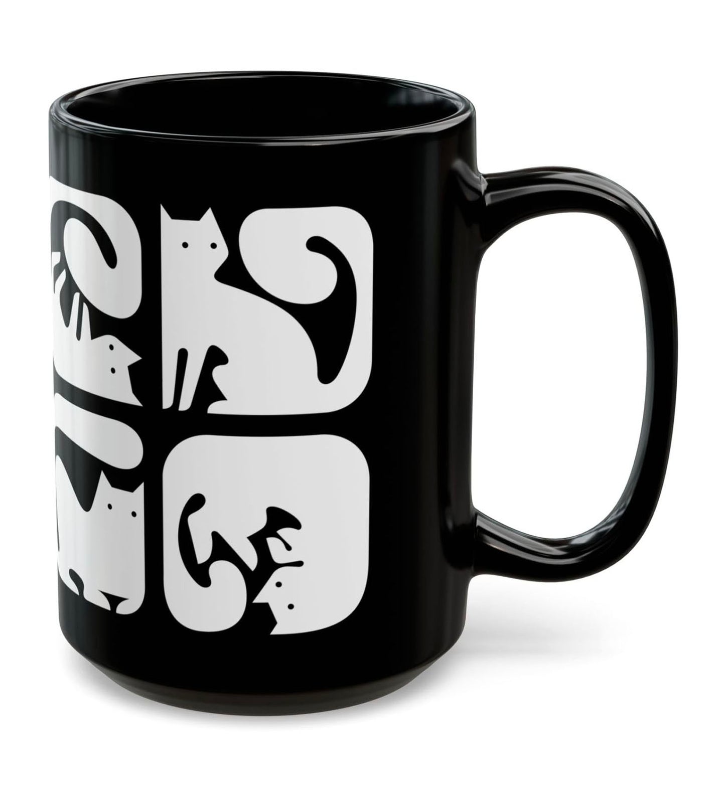 Graphic Cats 15oz Black Mug