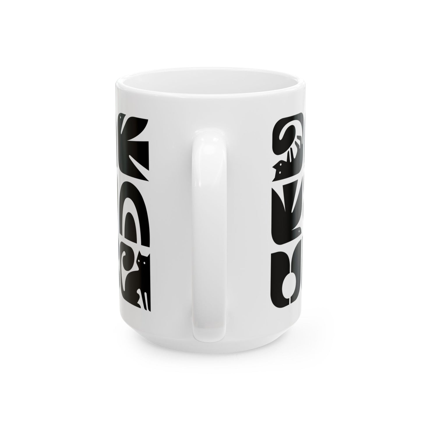 Cats and Birds Ceramic Mug 15oz