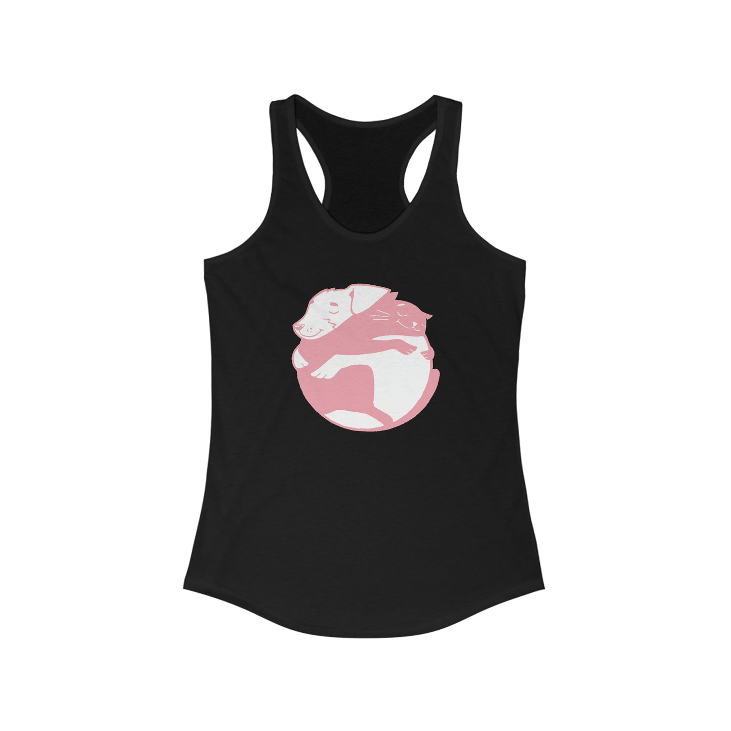 Pink Dog & Cat Hugging Women's Racerback Tank Top