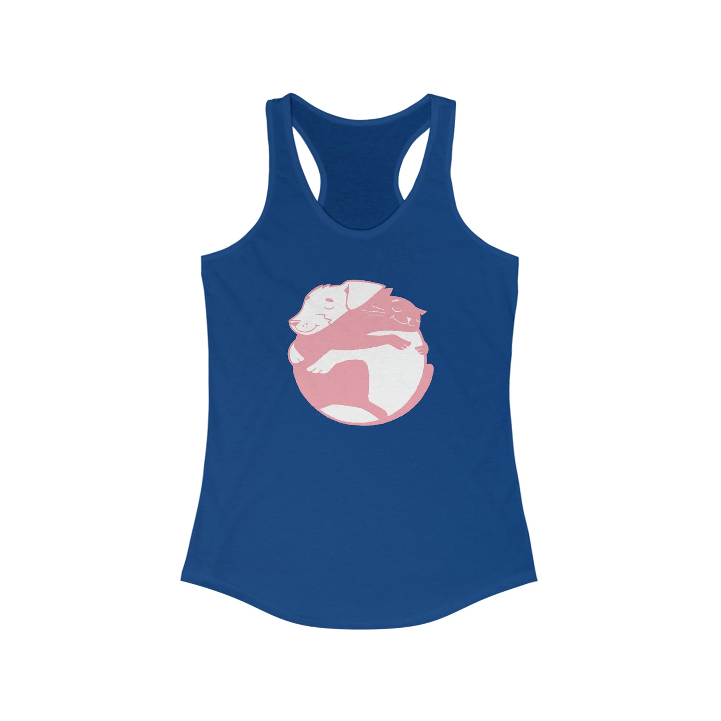 Pink Dog & Cat Hugging Women's Racerback Tank Top