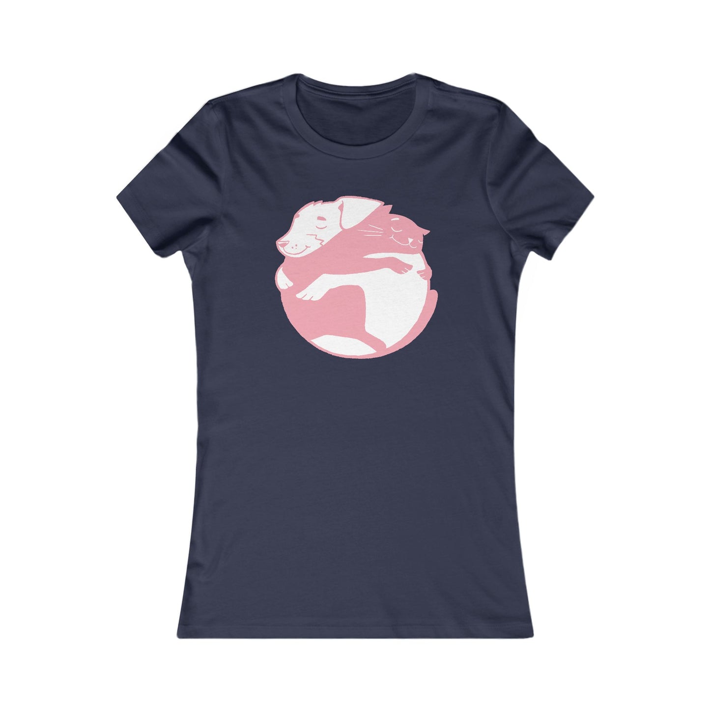 Dog & Cat Hugging Women's Fitted Tee