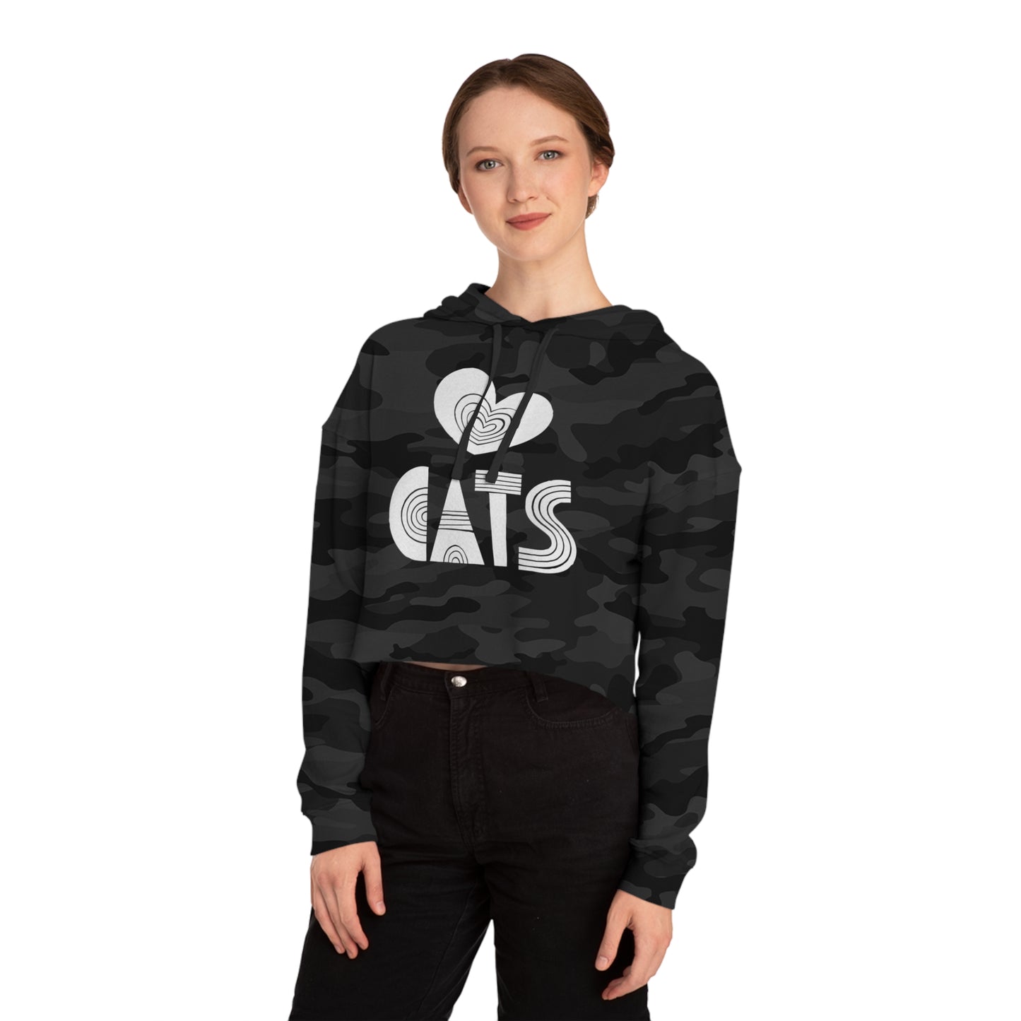 Love Cats Women’s Cropped Hooded Sweatshirt