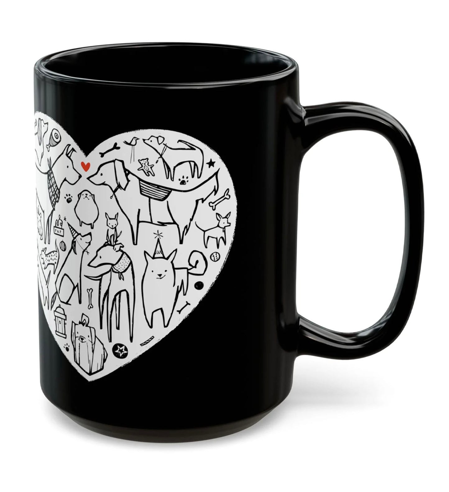 Dog Heart 15oz Black Mug