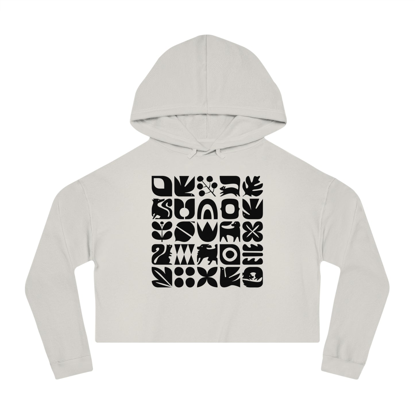 Dogs and Squirrels Graphic Women's Cropped Hooded Sweatshirt