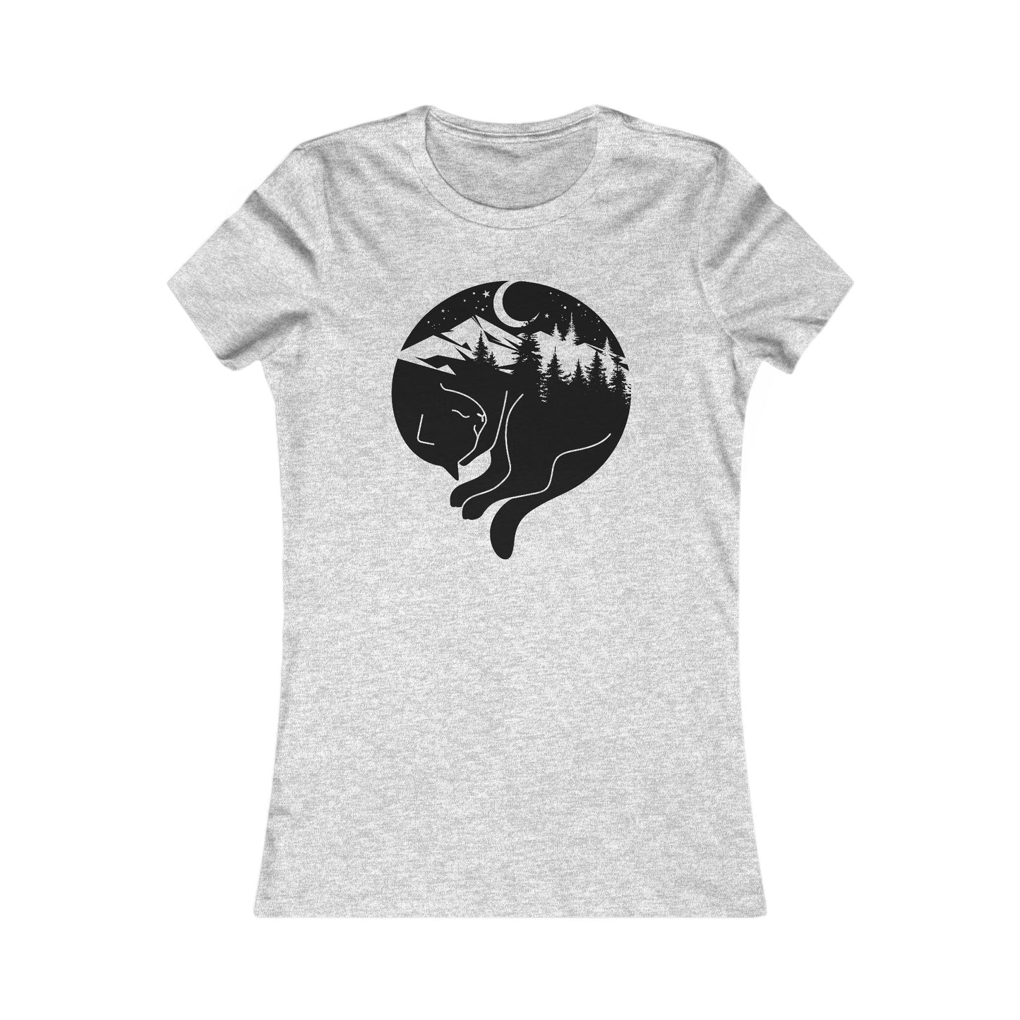 Sleeping Mountain Cat Women's Fitted Tee