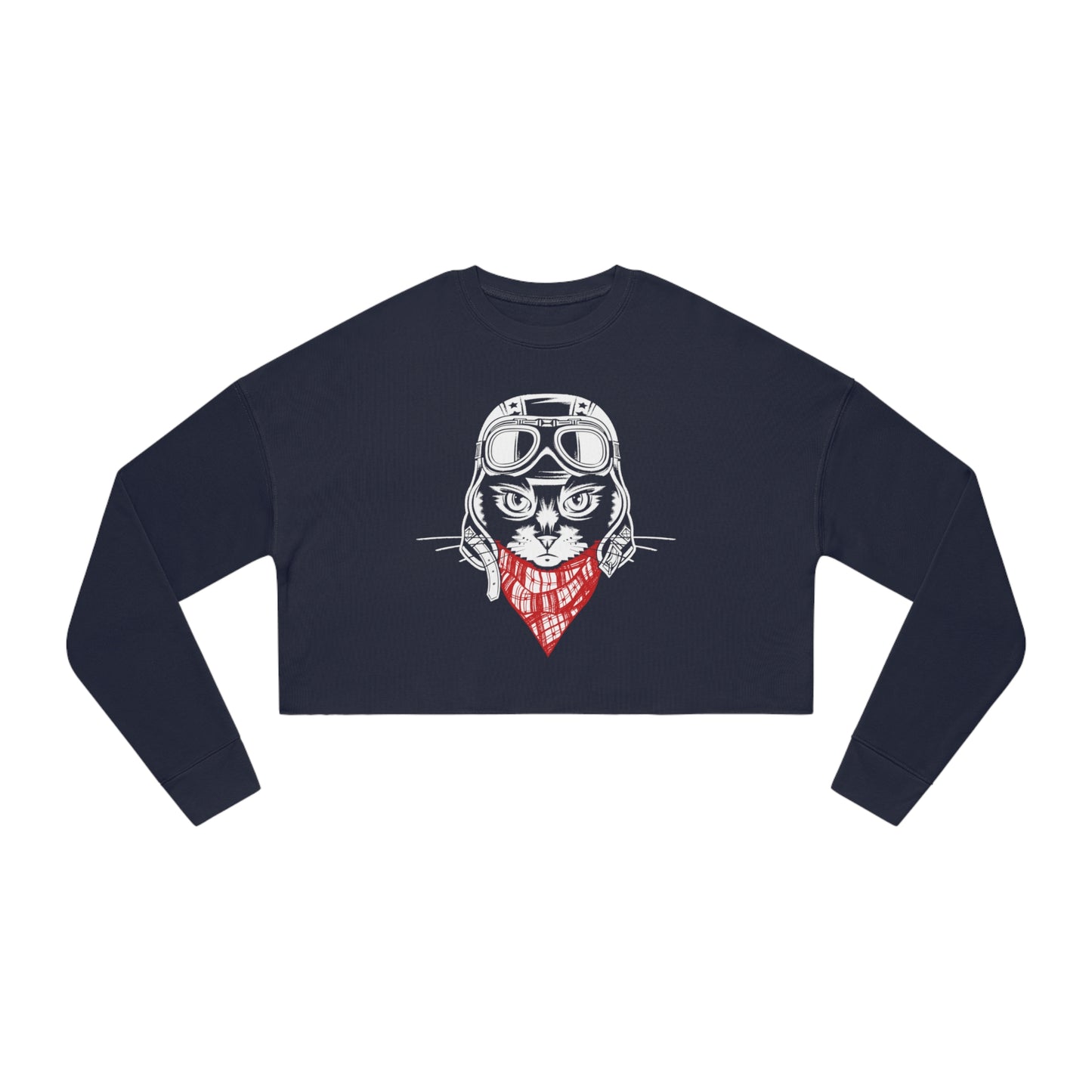 Motorcycle Cat Women's Cropped Sweatshirt
