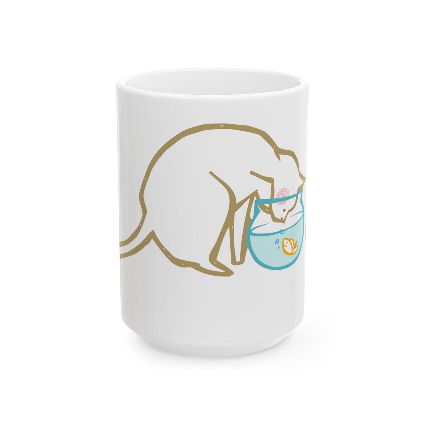 Cat Fishbowl Ceramic Mug 15oz