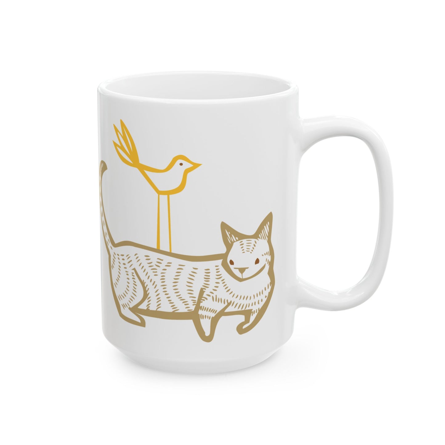 Cat Bird Ceramic Mug 15oz