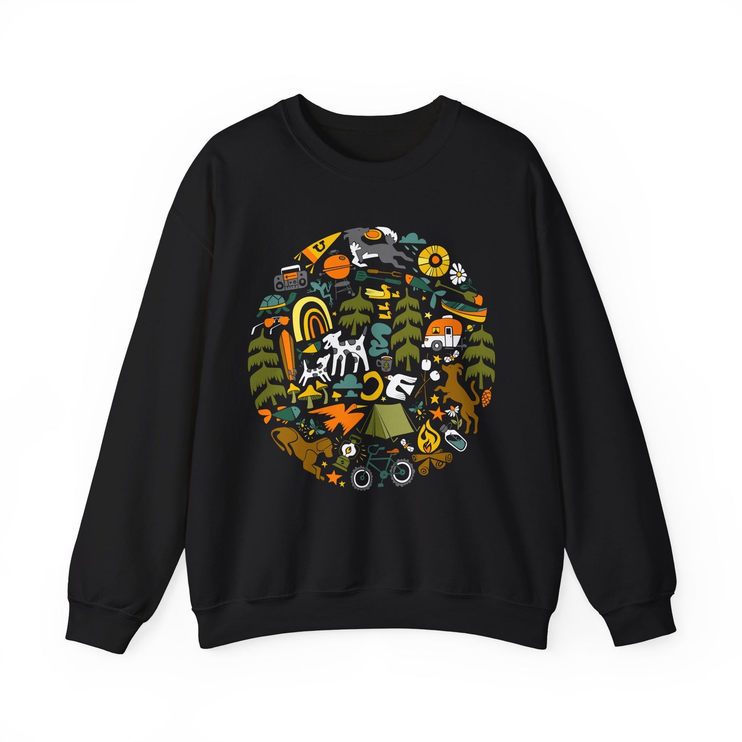 Camping Dogs Women's Heavy Blend Crewneck Sweatshirt