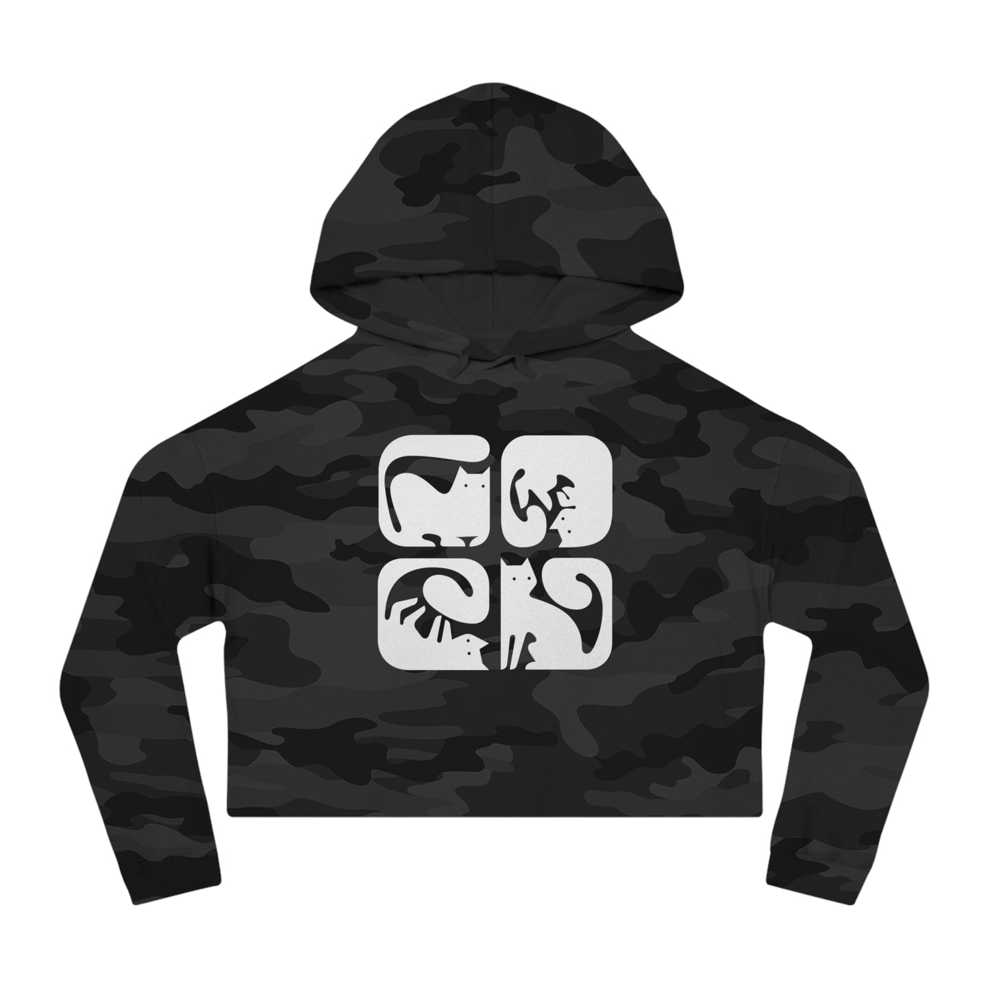 Cats Graphic Women's Cropped Hooded Sweatshirt