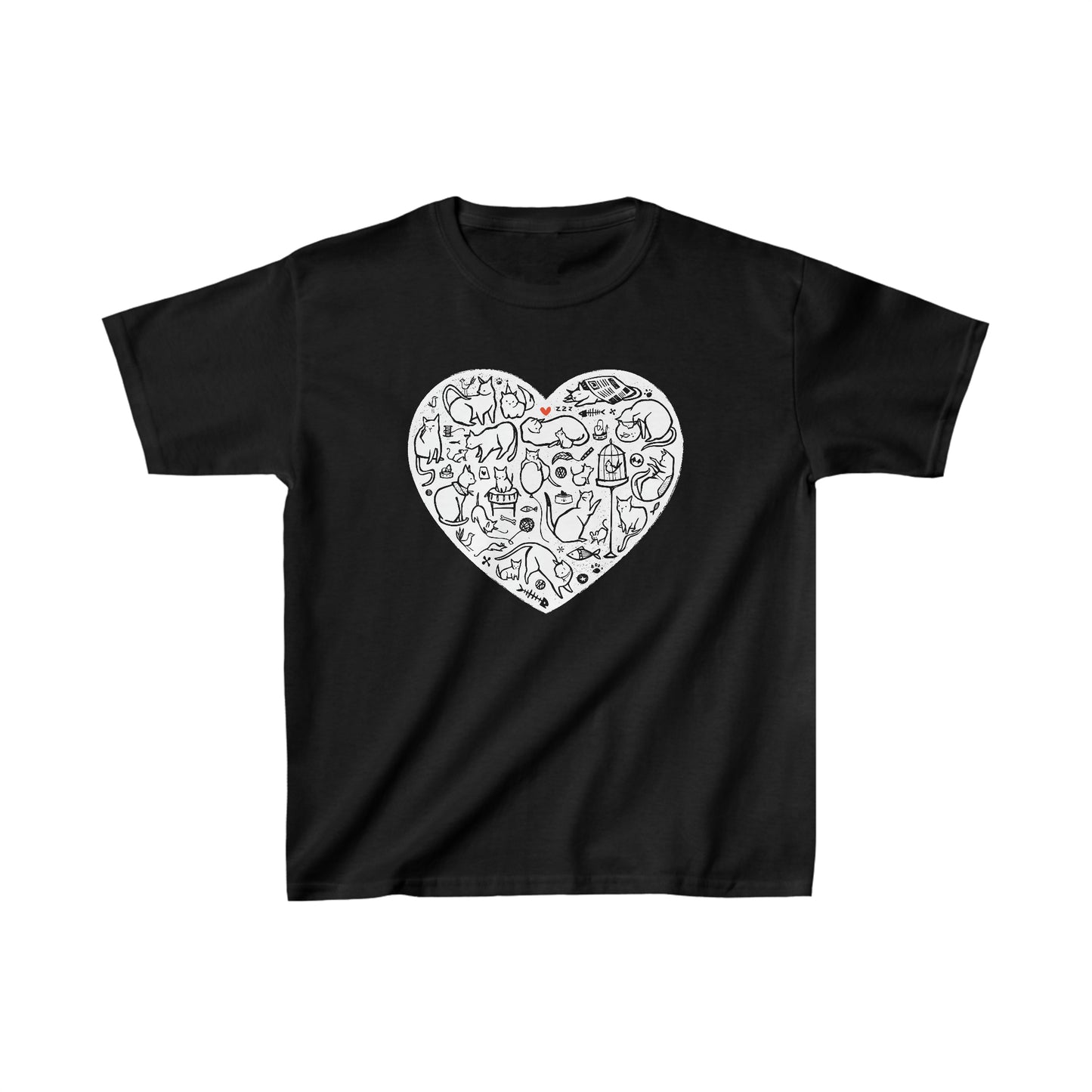Colorful Cat Heart Kid's Heavy Cotton Tee