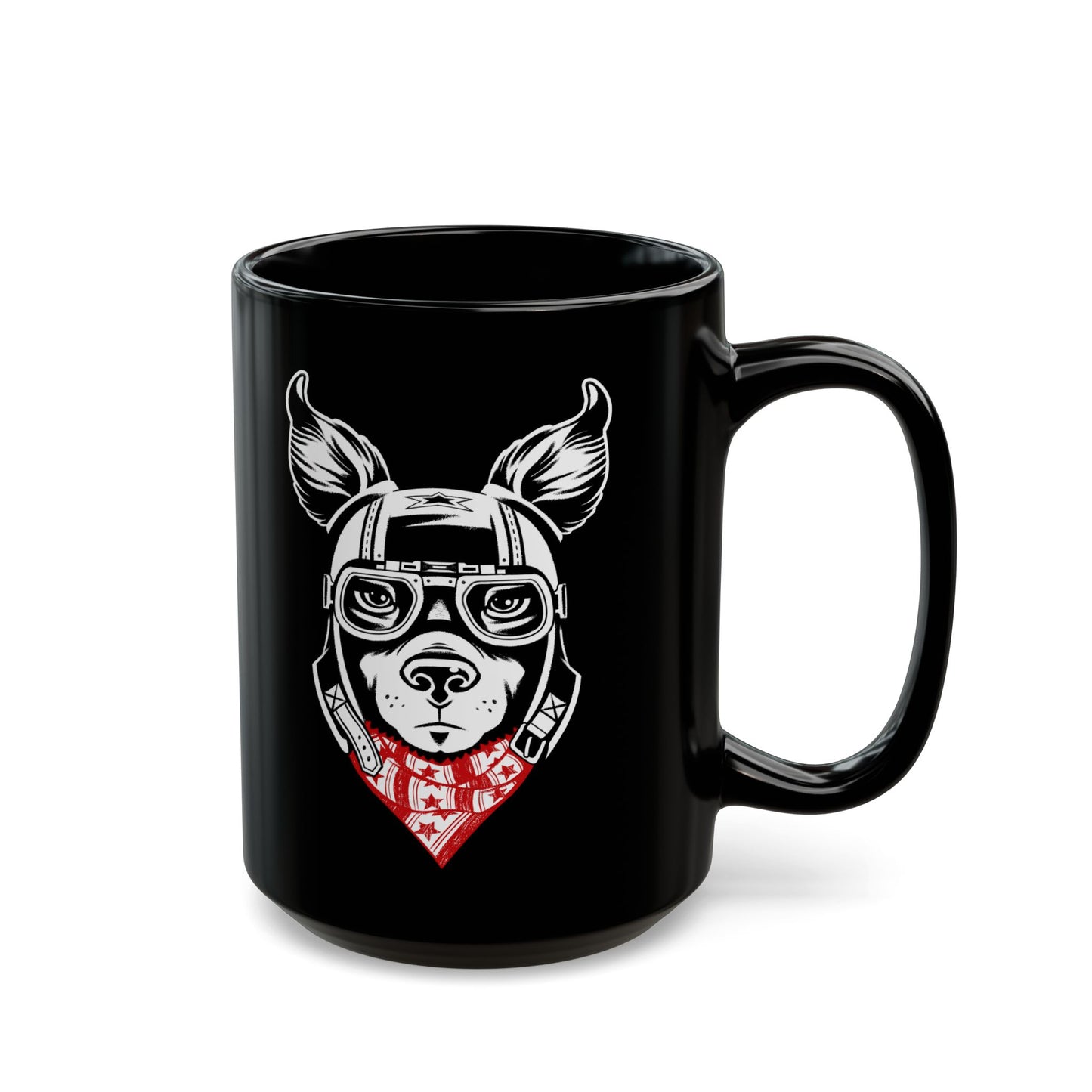 Motorcycle Dog 15oz Black Mug