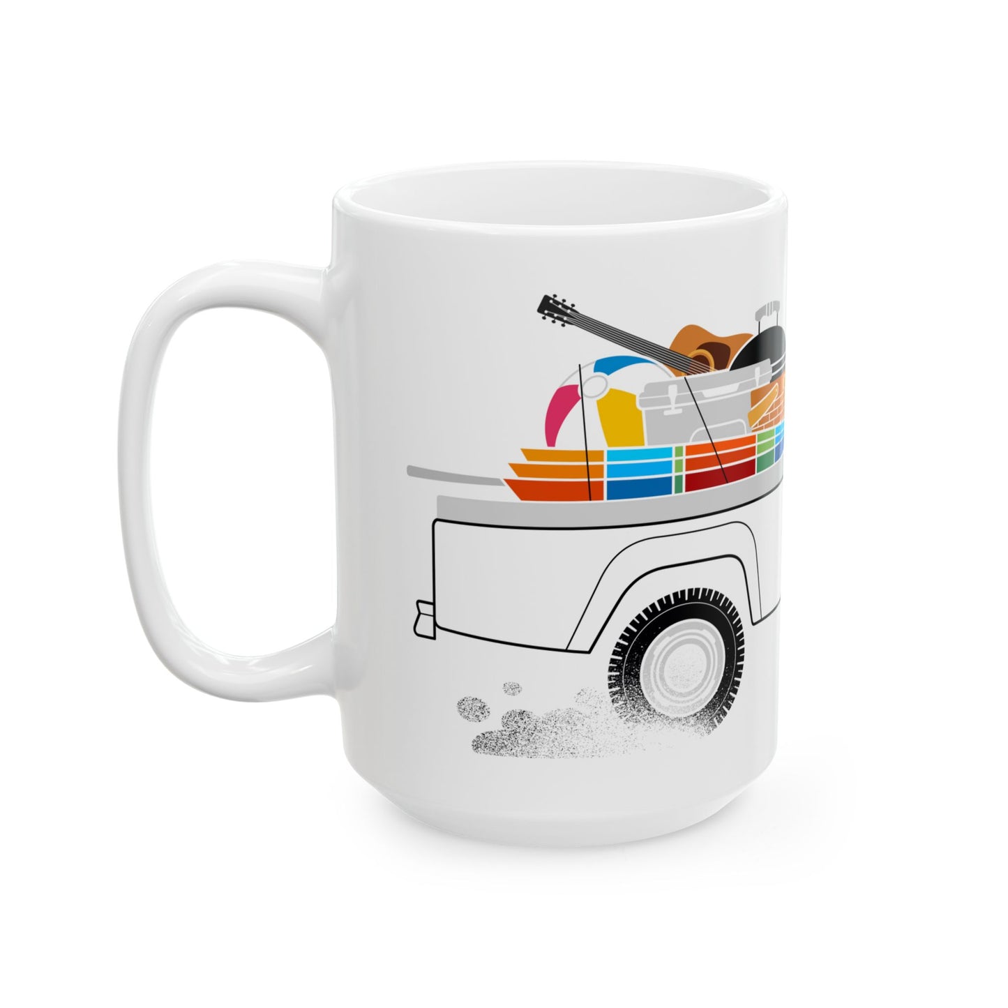 Beach Dog Truck 15oz White Mug