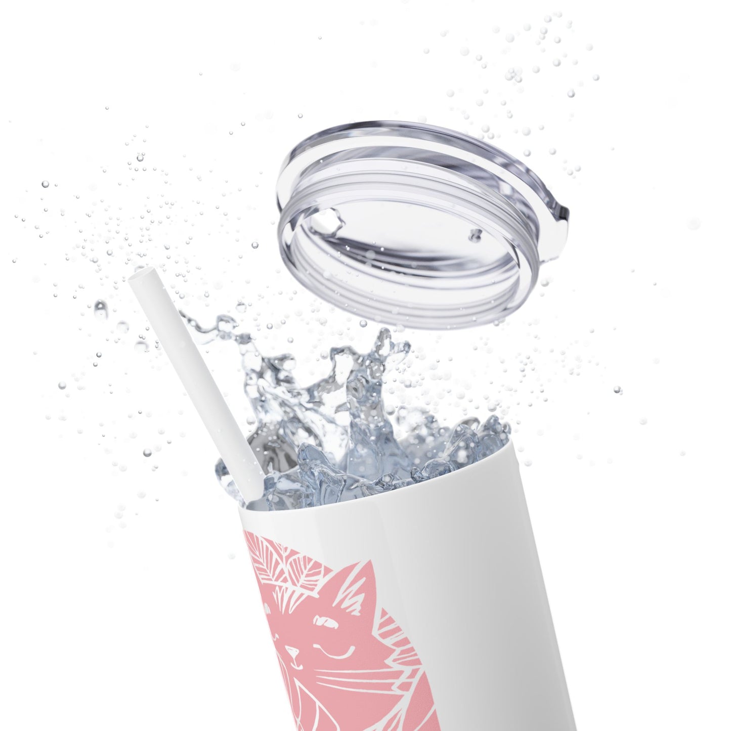 Jungle Cats Skinny Tumbler with Straw, 20oz