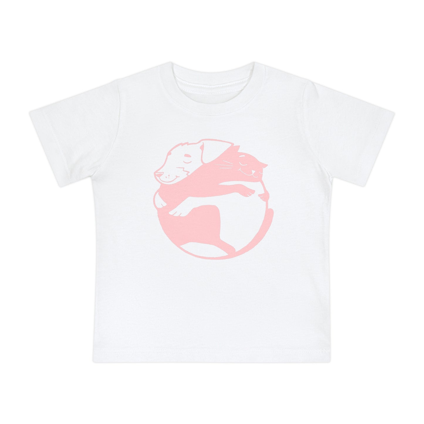 Pink Dog & Cat Hugging Baby Graphic Tee
