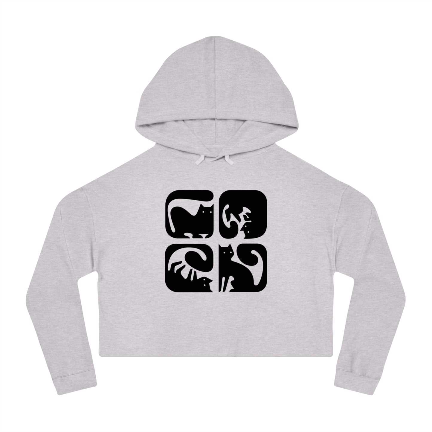 Cats Graphic Women's Cropped Hooded Sweatshirt