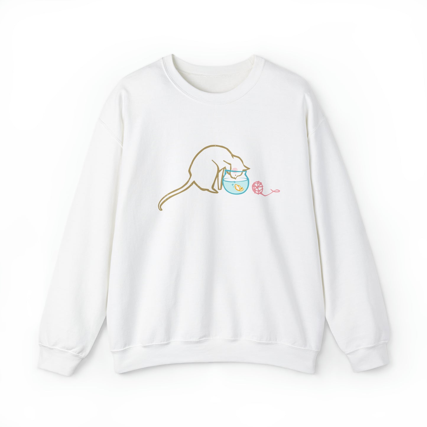 Cat & Fishbowl Heavy Blend Crewneck Sweatshirt