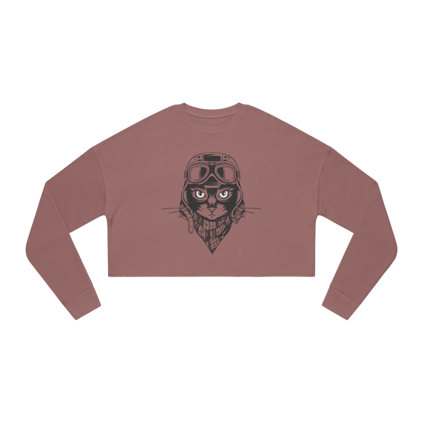 Motorcycle Cat Women's Cropped Sweatshirt
