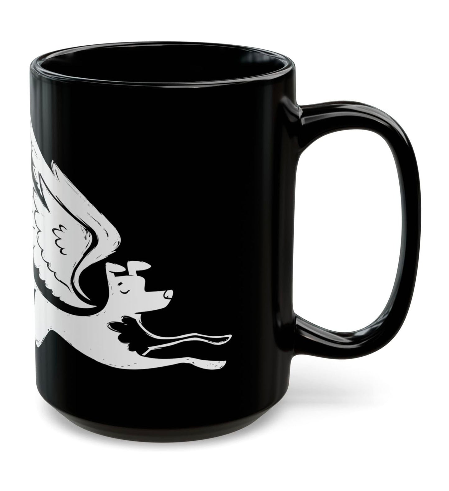 Angel Dog 15oz Black Mug